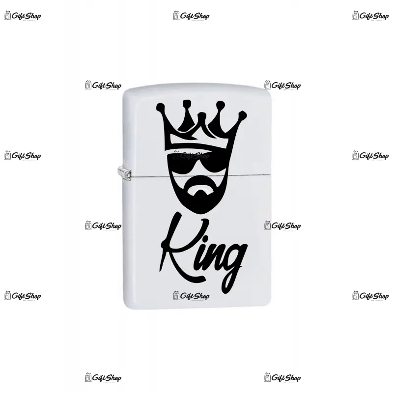 King, bricheta metalica gravata laser cu mesaj